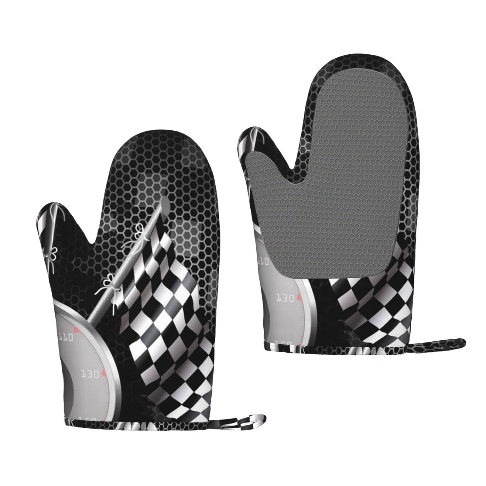 Gants de cuisine en silicone anti-chaleur à motif carreaux pour four et barbecue