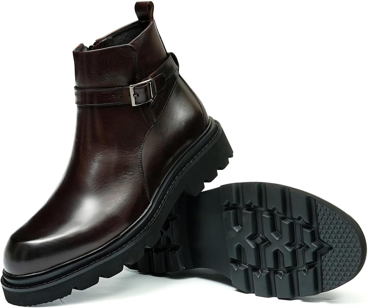 Santimon Mens Black Dress Chelsea Boots Genuine Leather Cap Toe Zipper Ankle Boots Fashion Prom Wedding Tuxedo Formal Business Causal Chukka Boots for Men