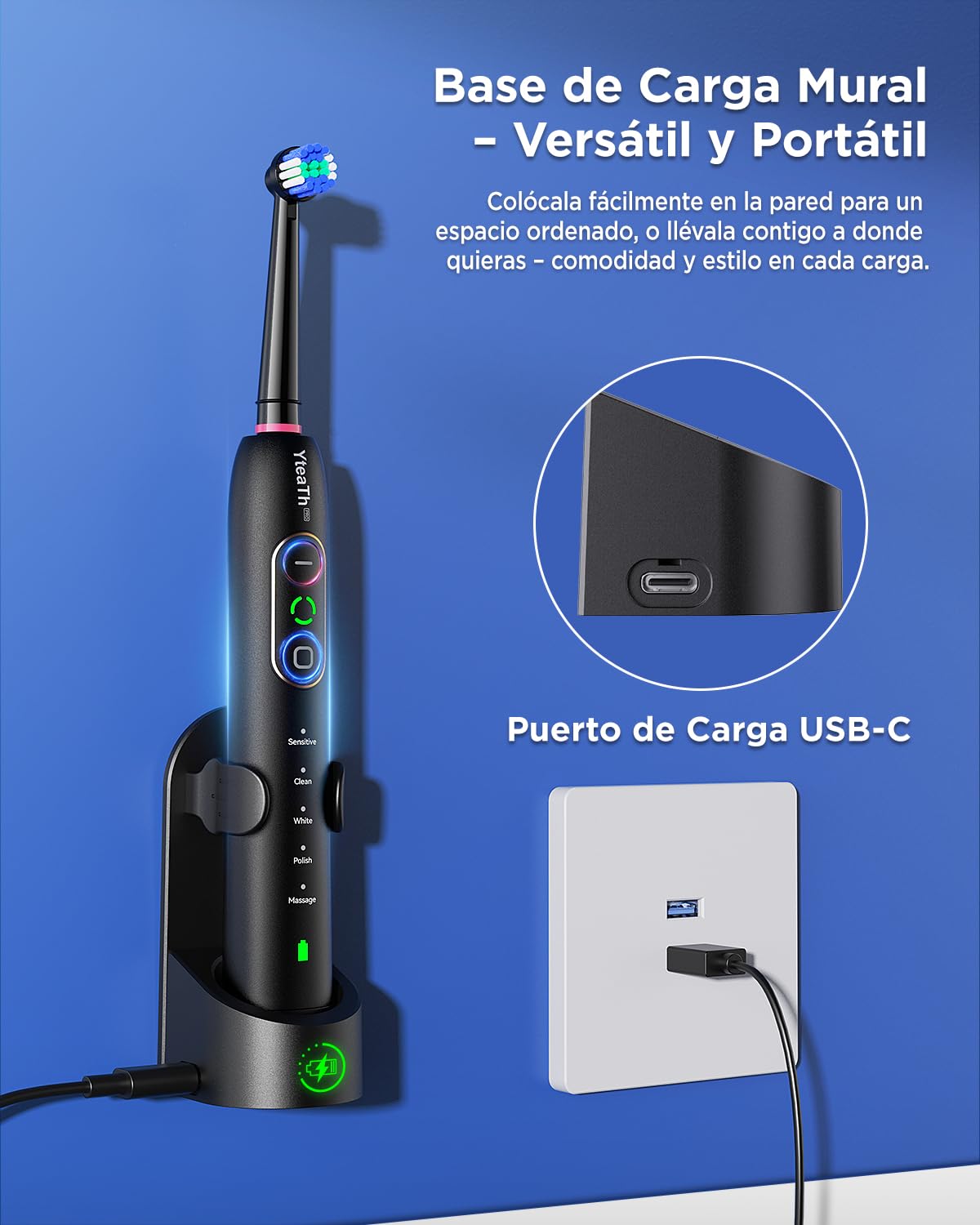 Cepillo de Dientes Eléctrico de Rotación para Adultos y Infantil - Cepillo Eléctrico 3 Intensidades, 5 Modos, 10 Cabezales, IPX7 Impermeable, Cepillo Dientes Electrico Viaje, Negro y Rosa