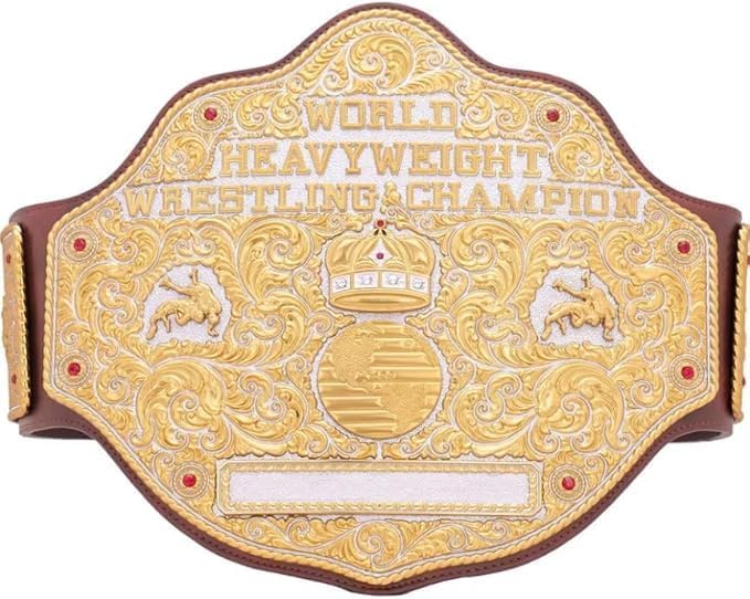 4mm Dual Plate Big Gold Heavyweight Wrestling Title Belt Class One Replica Leather Strap Great Gift to Your DaD
