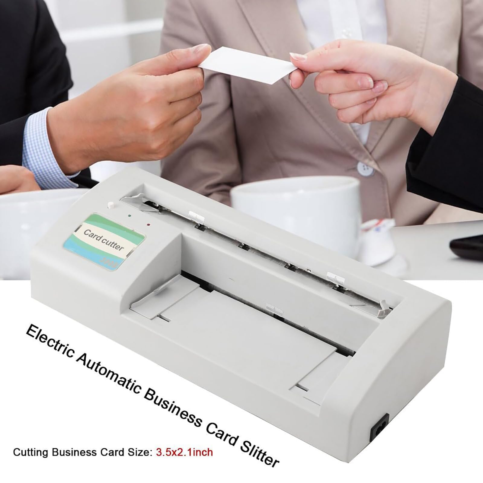 Elektrische Kartenschneidemaschine, A4 & 90 x 54 mm, Automatischer Schlitzer mit Dual-In-Feed, schneidet 30 Karten/Min, unterstützt Papierstärke 120-250 g, für Büro & Druckerei