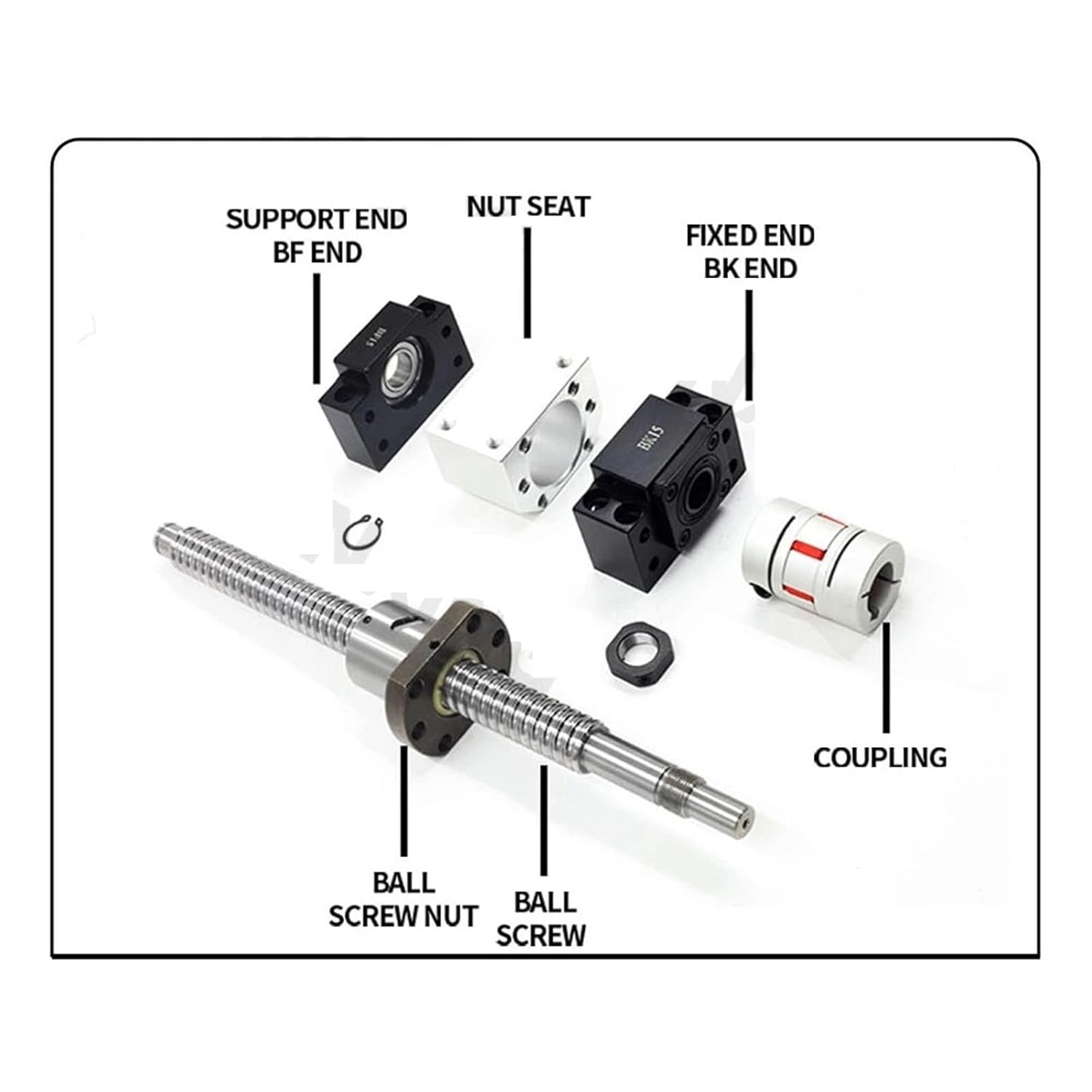 Ball Screw, Linear Motion Guide Ball Screw SFU2510 200-1000mm C7 Ball Screw with Single Nut + BKBF20 + D40L66 14x17mm Coupling + DSG25H Nut Housing(200mm)