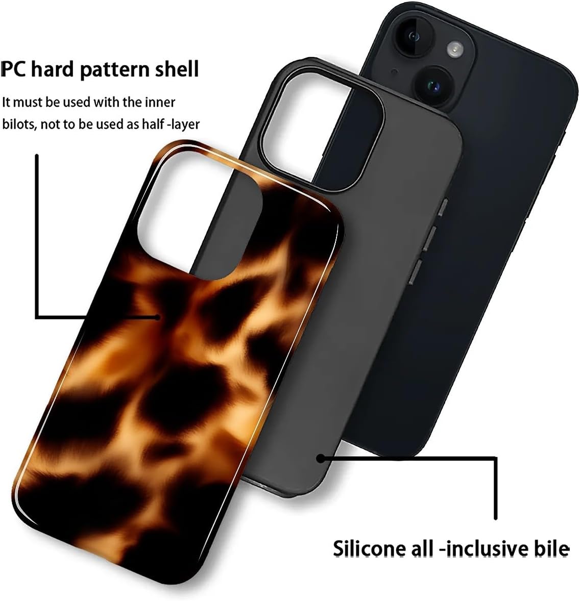 Compatible with iPhone 14 Plus Case, Hybrid 2-Layer Case Shockproof Anti-Scratch for Girl Women Boy Men, Leopard Spots for iPhone 14 Plus - Image 2