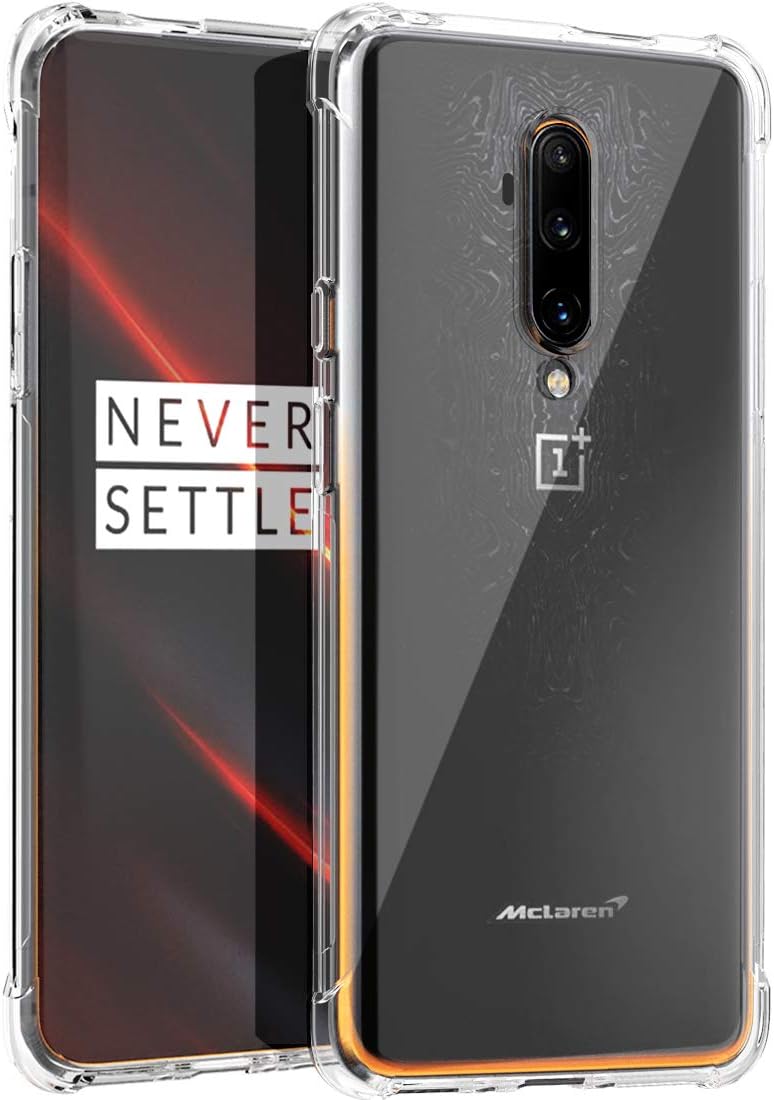 for Oneplus 7T Pro Case Clear Transparent Reinforced Corners TPU Shock-Absorption Flexible Cell Phone Cover for One Plus 7T Pro 5G McLaren (Clear)
