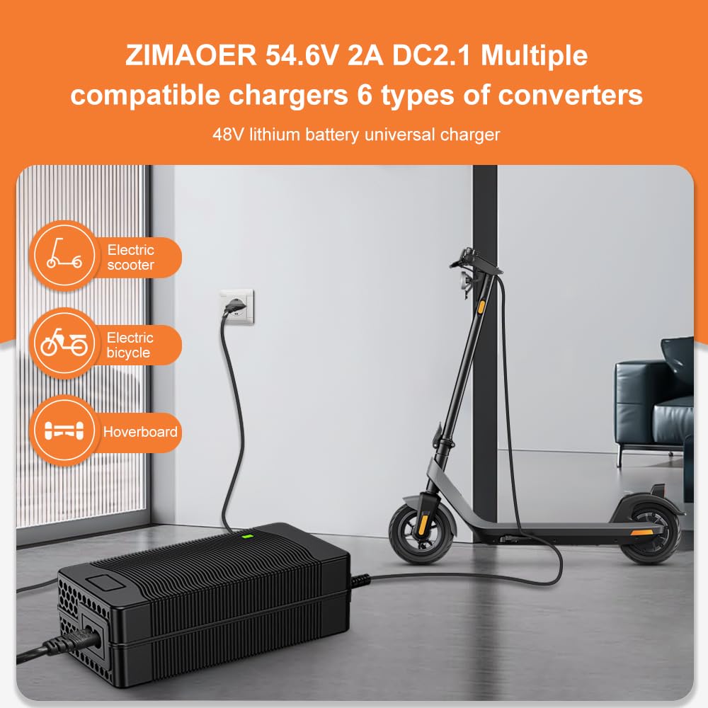Cargador Patinete Eléctrico 54.6V 2A Universal Baterías Litio 6 Conectores 48V Adaptador Xiaomi M365