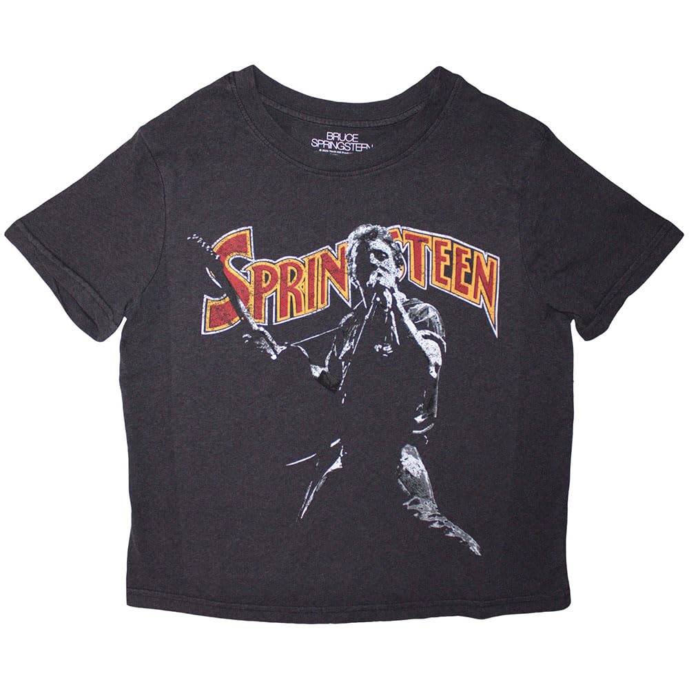New Officially Licensed Products Bruce Springsteen Stage Pose Crop Top L Black