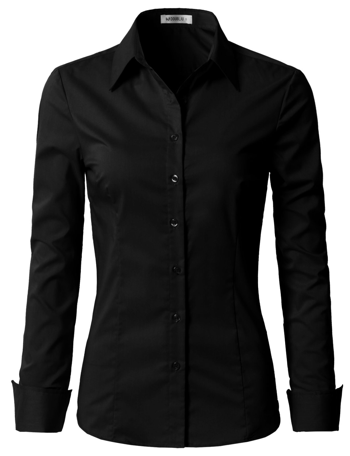 NINEXIS Womens Basic Long Sleeve Button Down Slim Fit Blouse Shirt