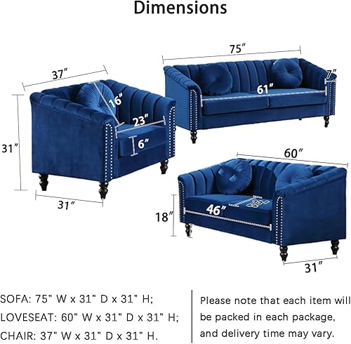Miniatura 2 de Moderno conjunto de sofá Chesterfield de terciopelo de lujo, sillón de franela, reposabrazos enrollados tapizados para sala de Estar, dormitorio,