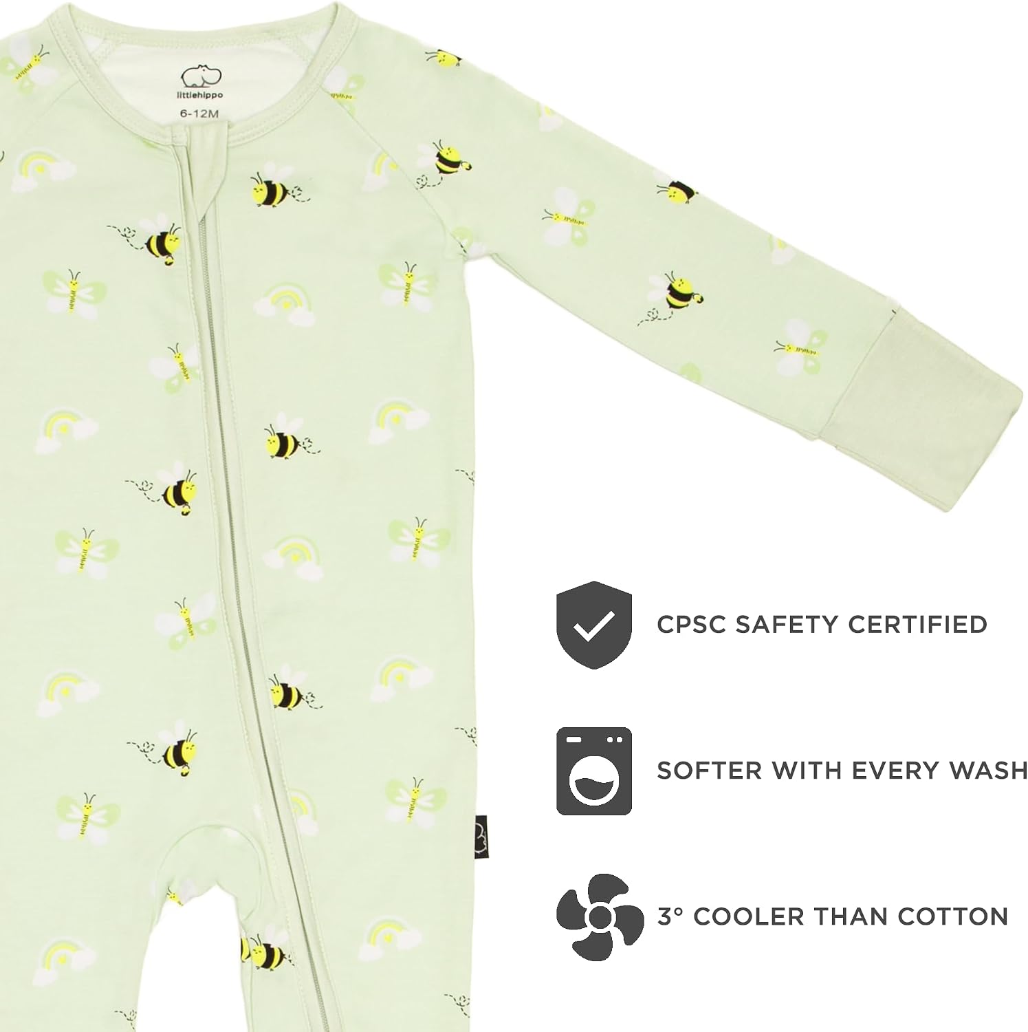 LittleHippo 2-Way Zipper Onesie Romper, Soft Spandex & Viscose from Bamboo One Piece Pajamas, Newborn, Baby Boys & Girls