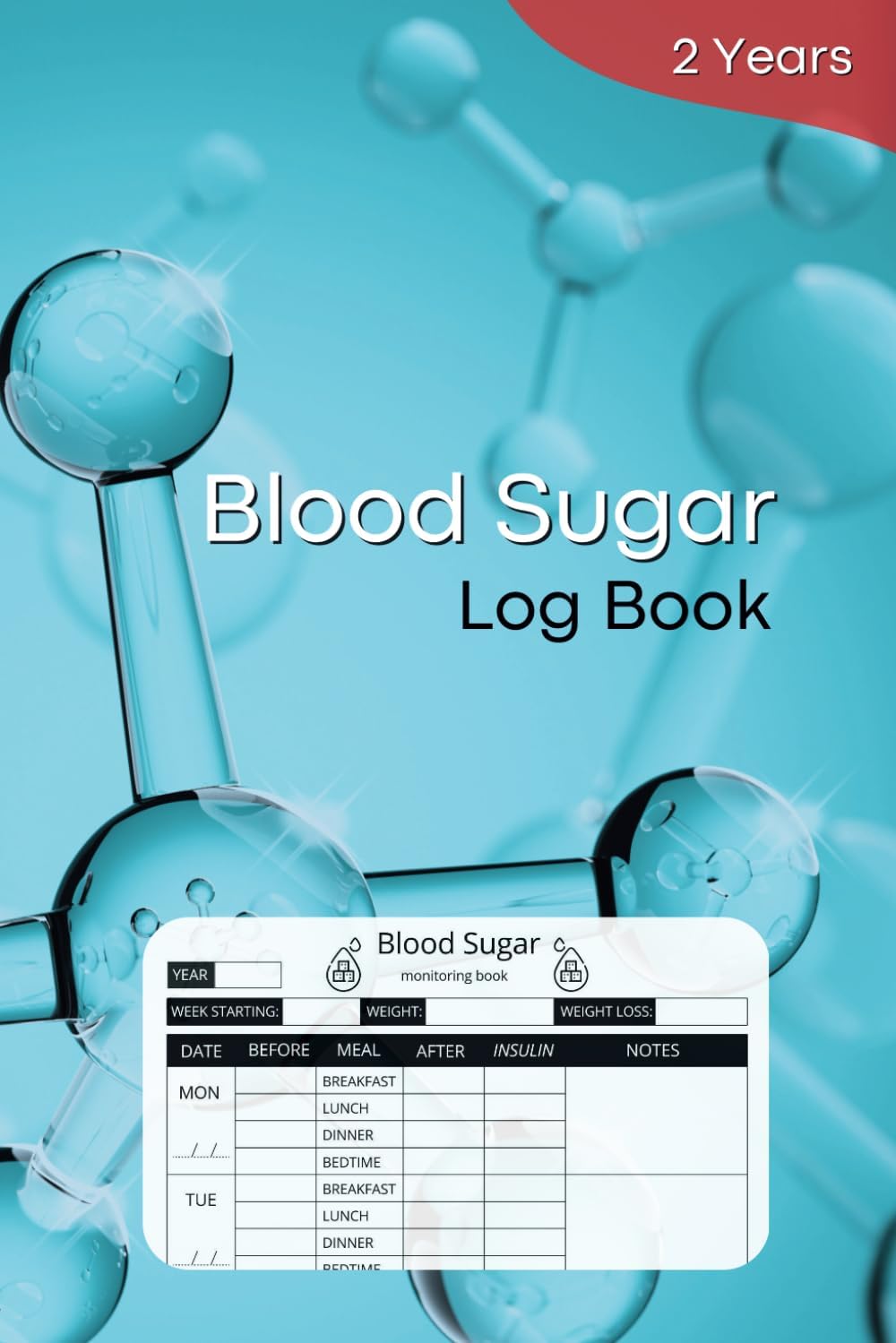 Blood Sugar Log Book 2 years log: Daily Glucose Level Monitoring Book, 106 Weeks or 2 years log, Guidelines for Diabetes Management, Simple and Intuitive Charts (Italian Edition)