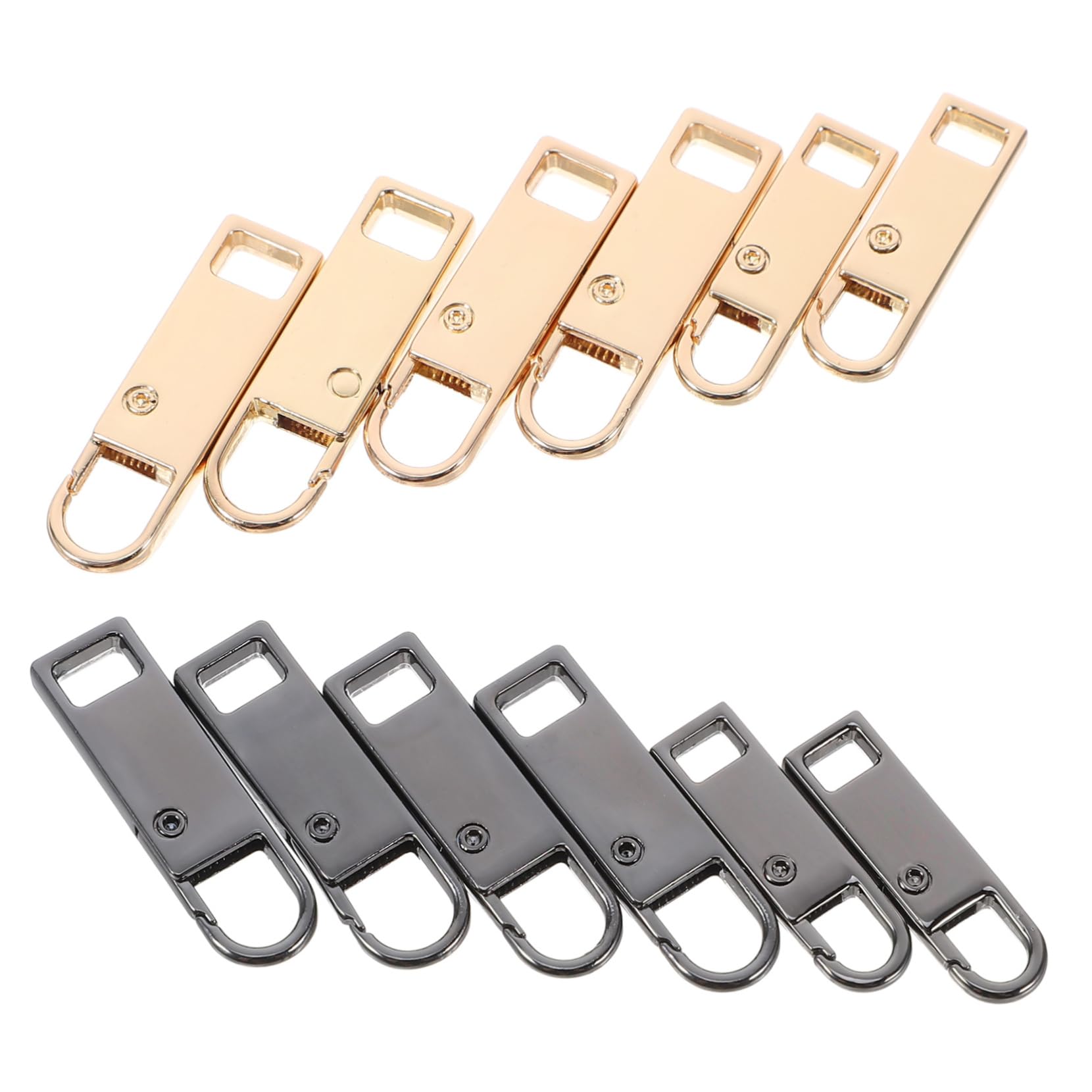 KALLORY 12 Pack Universal Zipper Pull Tabs Metal Zipper Replacement for Luggage Garments Coats Easy to Remove