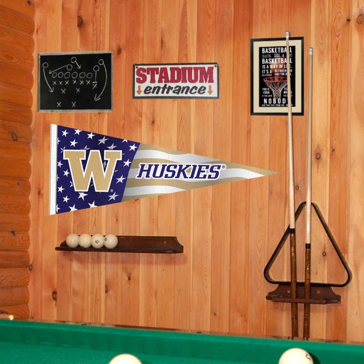 Washington UW Huskies Nation USA Stars and Stripes Pennant Pennant Banner Flag - Image 2
