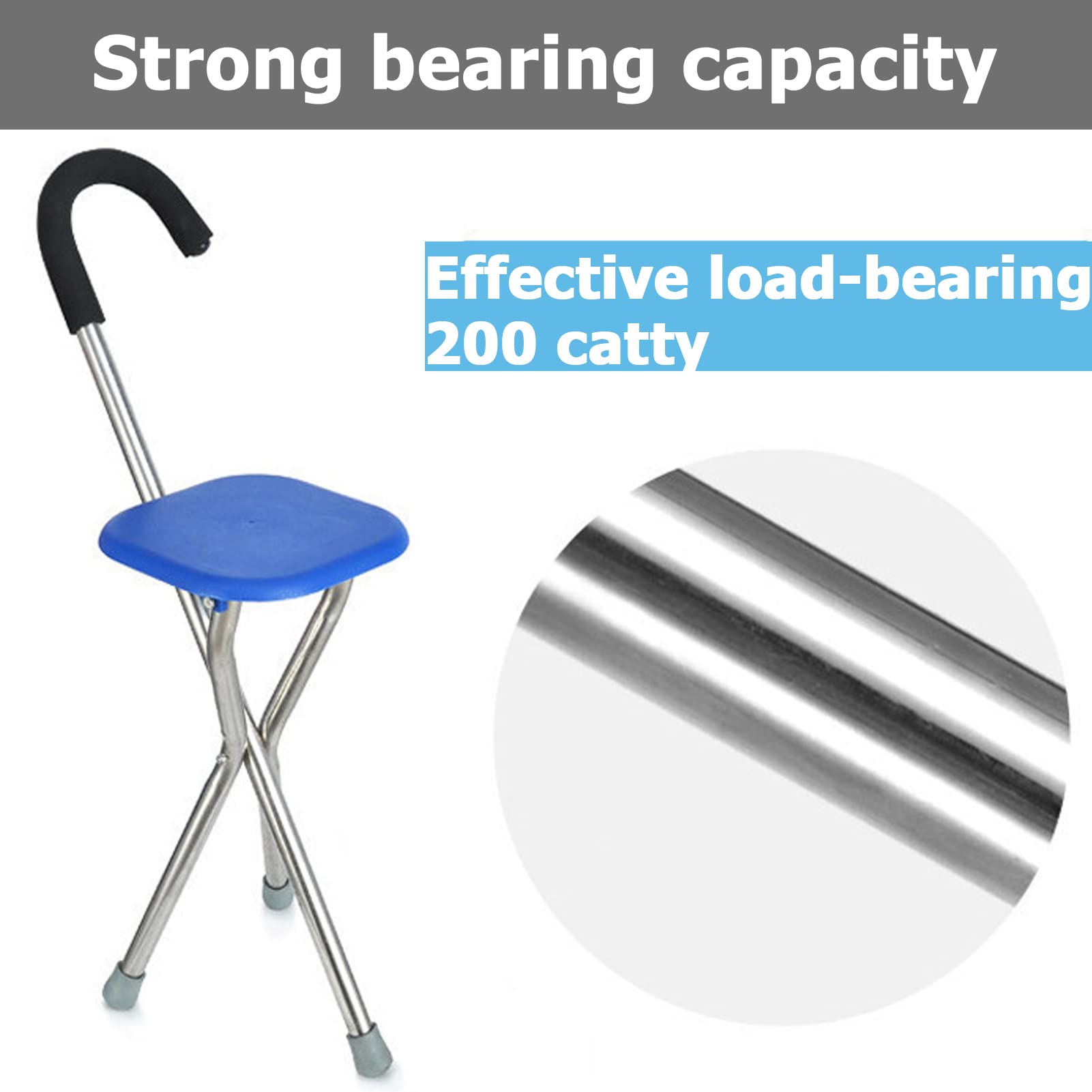 Bastone da Passeggio con Sedile, Sedile Pieghevole con Base Antiscivolo, Maniglie Comode Ergonomiche Eleganti per Anziani E Anziani Disabili Riposano Mentre Si Cammina, Marrone