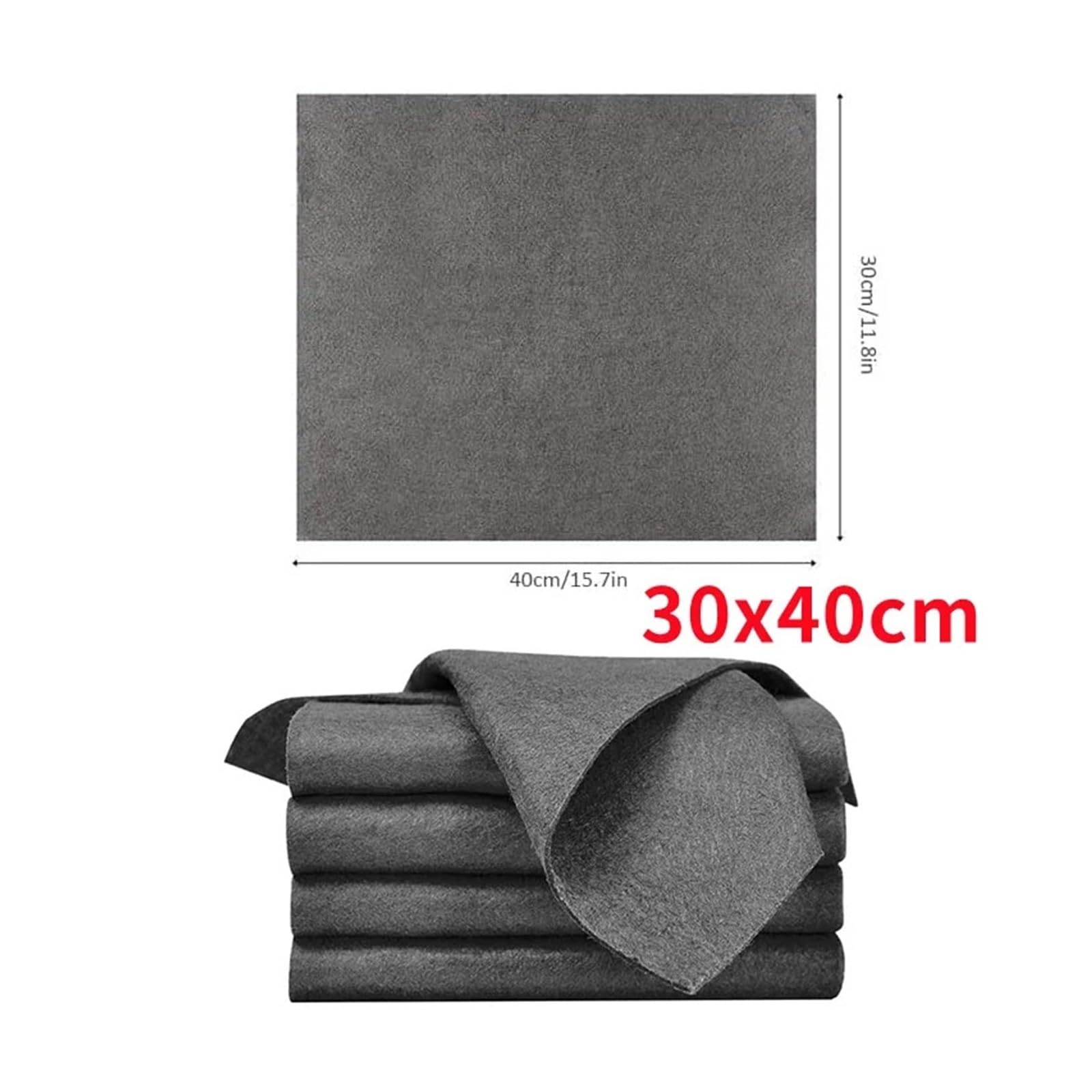 Pano de Limpieza de Microfibra Gruesa, Toalla Reutilizable | Gris, 20 x 30 cm, 30 x 30 cm, 30 x 40 cm, para ventana, vidrio y cocina(30x40cm,B)