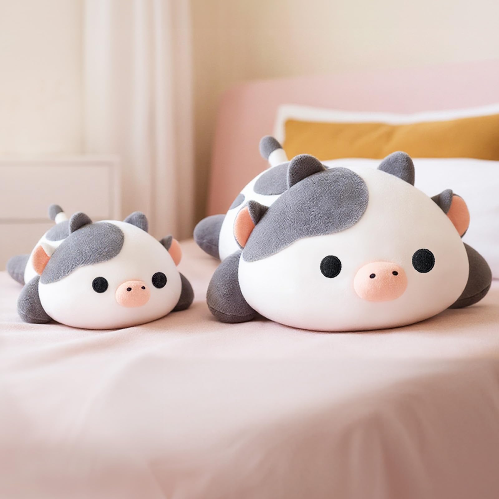 Mewaii Cute Cow Plush Pillow, Kawaii Plushies White Cow Stuffed Toys, Squishy Plushies, Cuddle Plush Pillow for Boys & Girls (20 Inch) - Image 4