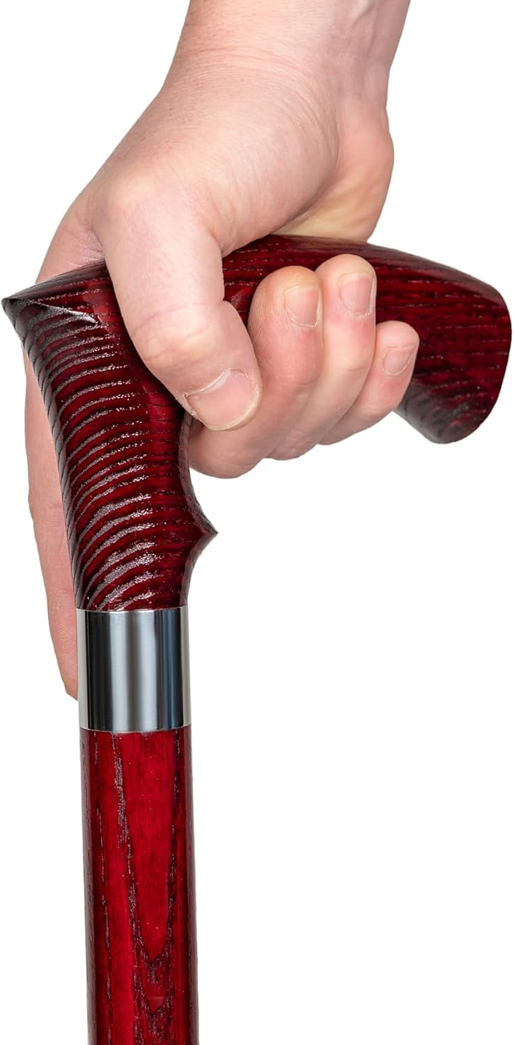 Dr. Watson Classic Duke Walking Cane – Handcrafted Ash Wood Cane with Polished Stainless Steel Collar