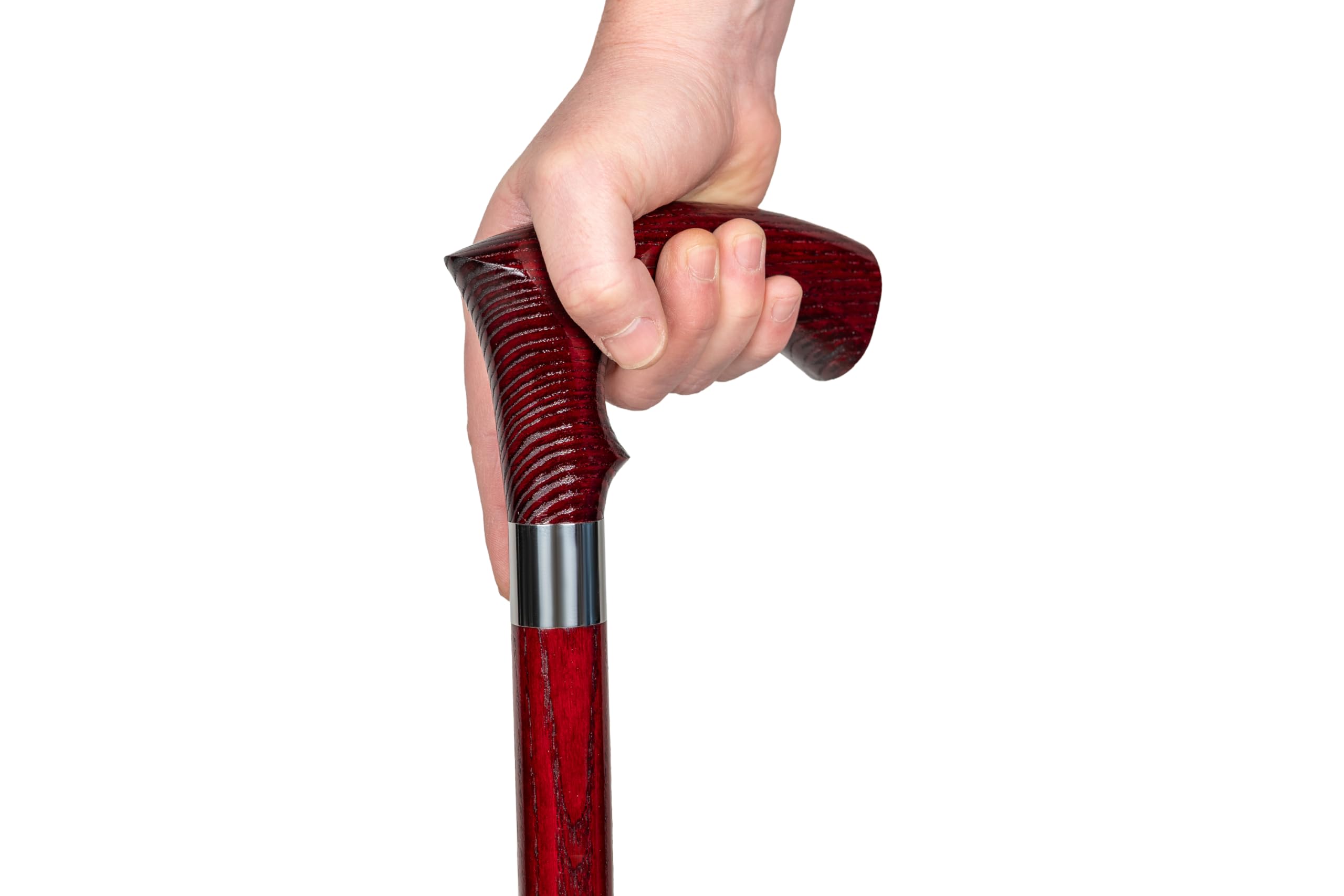 Dr. Watson Classic Duke Walking Stick – Handcrafted Ash Wood Cane with Polished Stainless Steel Collar