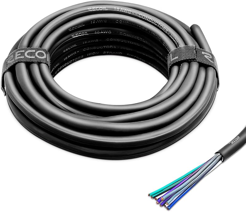 Cable de parlante de 9 conductores y 20 pies de retroceso 18AWG CCA Easy Peel Jacket Car | Cable de parlante de 4 canales Ultra-Flex y cable remoto