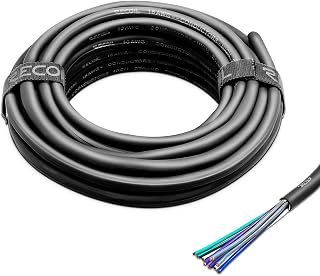 RECOIL 20-Feet 9-Conductor Speaker Cable, 18AWG CCA, Ultra-Flex and Easy Peel Jacket, 4-Channel Speaker Wire and Remote Wire