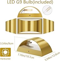 Vista 3 de Aipsun Aplique de Pared de Latón Cepillado Luces de Pared Interiores con Cableado Directo 1 Paquete Luz de Montaje en Pared Hacia Arriba y Hacia