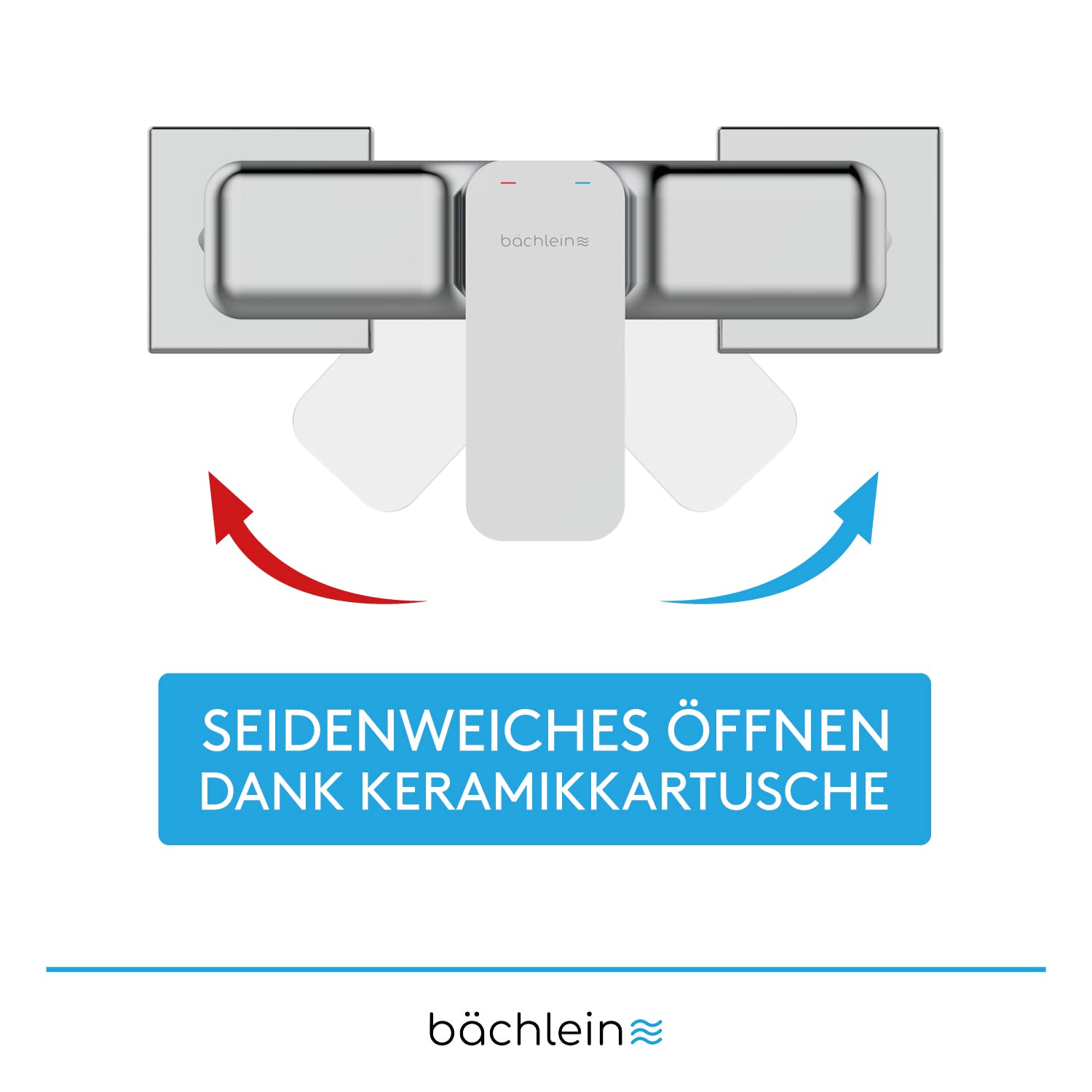 Bächlein Duscharmatur Leonte in Kantigem Design – Mischbatterie Komplettset inkl. allem Zubehör – Einhand-Wasserhahn für die Dusche Chrom – eckig