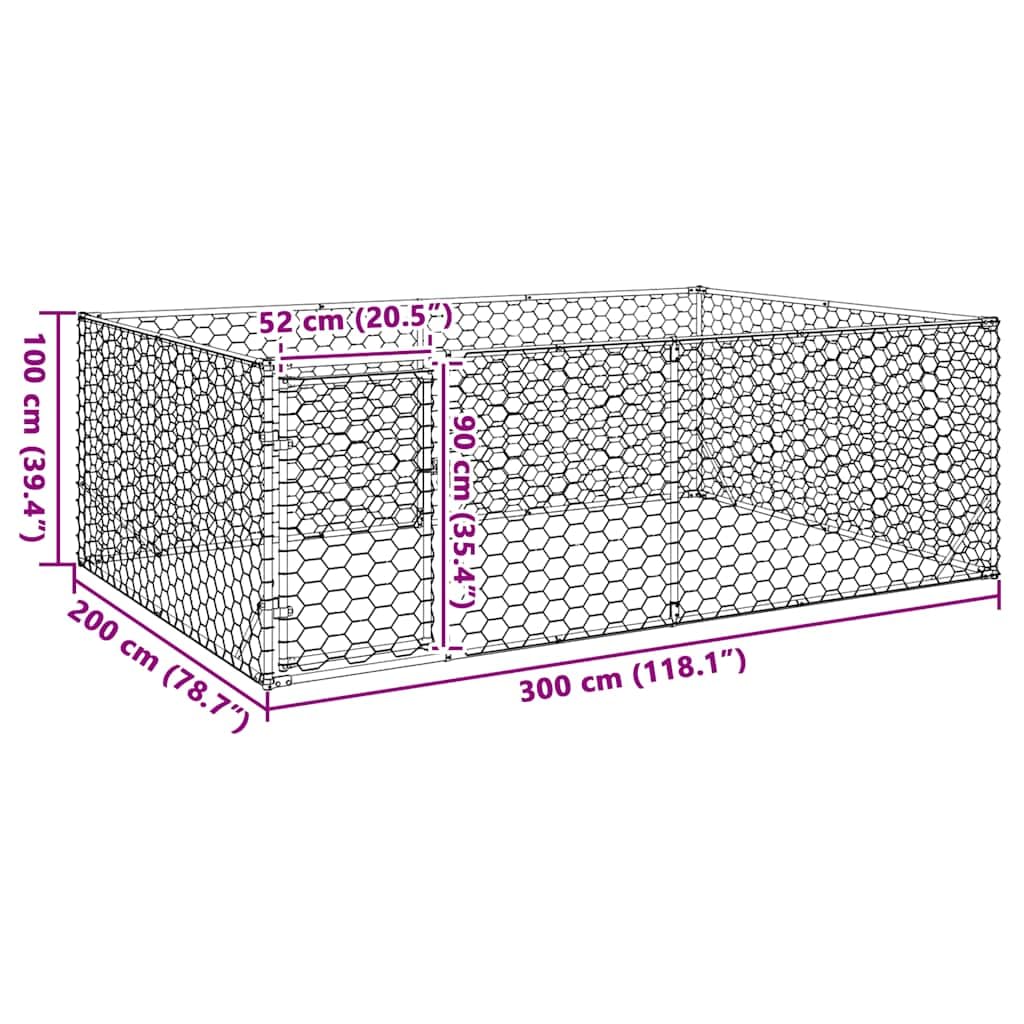 Brokky 4105413 Cuccia per Cani da Esterno con Porta 3x2x1 m Acciaio Zincato Recinto per Cani da Giardino,Gabbia per Conigli,Recinto per Animali Domestici,Gatti,Cuccioli,Porte con Chiavistello e Paraso