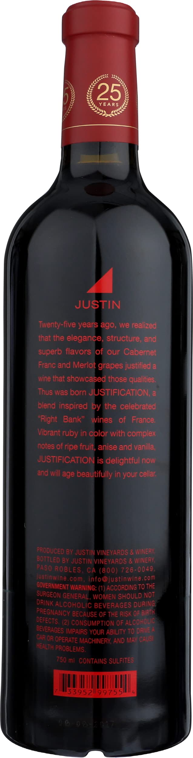 Justin Justification 2016 0.75 L Flasche