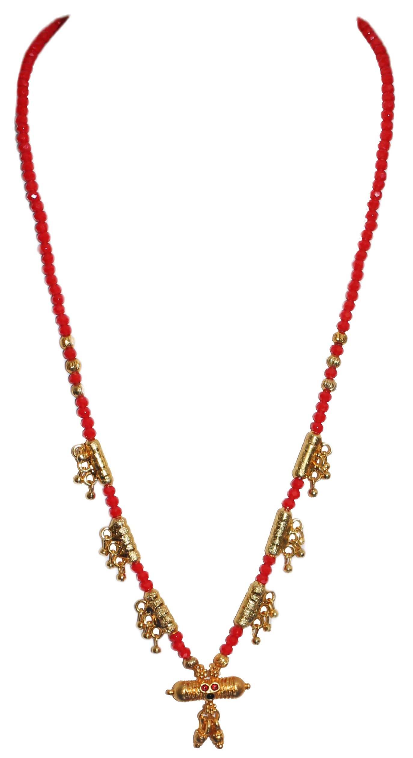 DEVKRITI Traditional Gold Plated Pearl Mangalsutra with Black Bead Chain for Women (Red_kanthi) (B0CDPYY44W) Amazon Price History, Amazon Price Tracker