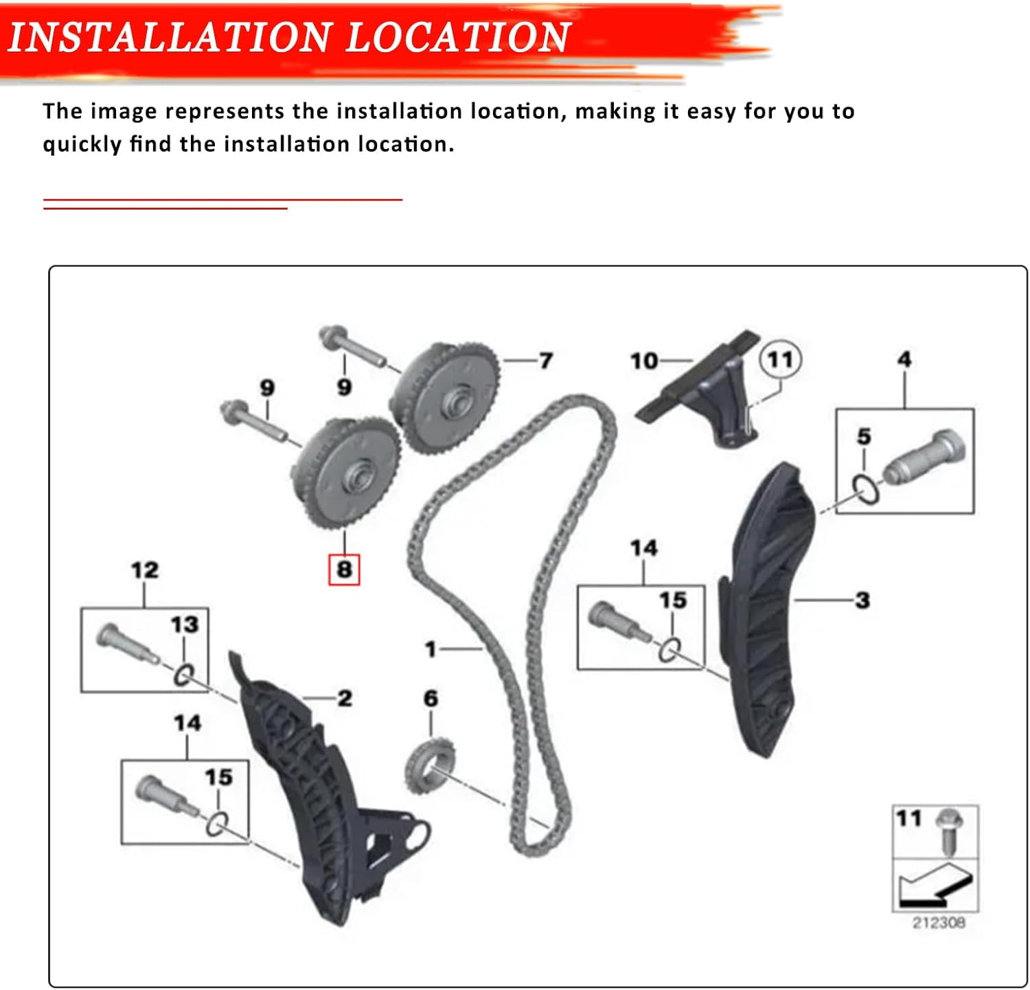 11367545862 Intake Camshaft Phaser VVT Gear for MINI Cooper R56 R57 R58 R60 R61 2007-2016, for BMW F20 116i 118i 120i 2012 2013 2014 2015 2016, Engine Variable Valve Timing Sprocket Gear