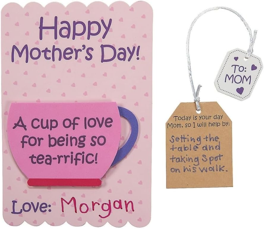 Mother's Day Tea Cup of Love Card Craft Kit (Makes 12) Crafts for Kids and Fun Home Activities