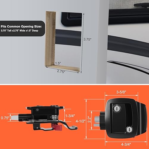 Miniatura 5 de WELLUCK Cerradura de puerta de entrada para autocaravana con cerrojo de paleta, manija de pestillo de puerta de cámper 100% metal, kit de repuesto