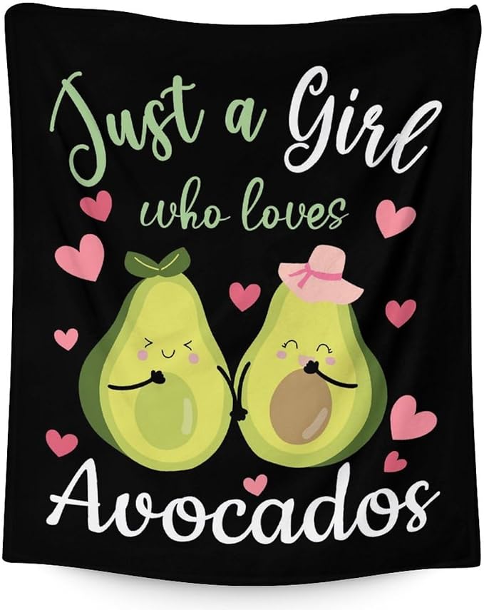 Blanket for Girls - 50"x60" Cute Avocado Throw Gifts - Black Soft Fuzzy Blankets for Bed, Couch & Living Room