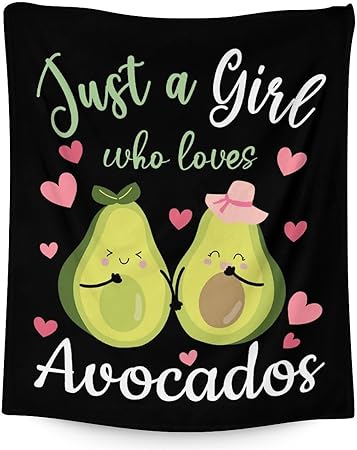 Blanket for Girls - 50"x60" Cute Avocado Throw Gifts - Black Soft Fuzzy Blankets for Bed, Couch & Living Room