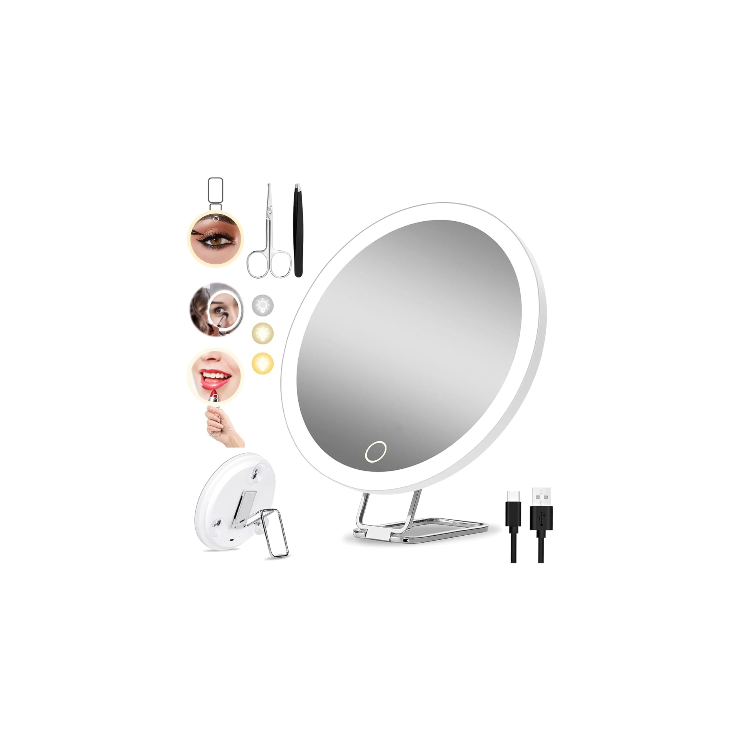 Miroir grossissant x30 éclairé pour épilation des sourcils de précision sans fatigue
