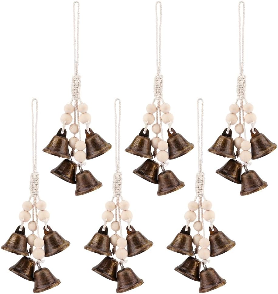 6 Pcs Witch Bells for Door Knob, Witchcraft Bells Door Knob Hanger Witch Bell Wind Chimes Hanging Bells with Rope for Witchy Room Home Decor Witchy Gifts