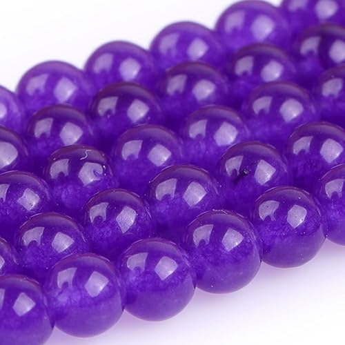 Miniatura 2 de JOE FOREMAN Cuentas redondas de piedra natural de jade morado oscuro de 0.157 in para fabricación de joyas, cuentas de 15 pulgadas, piedras