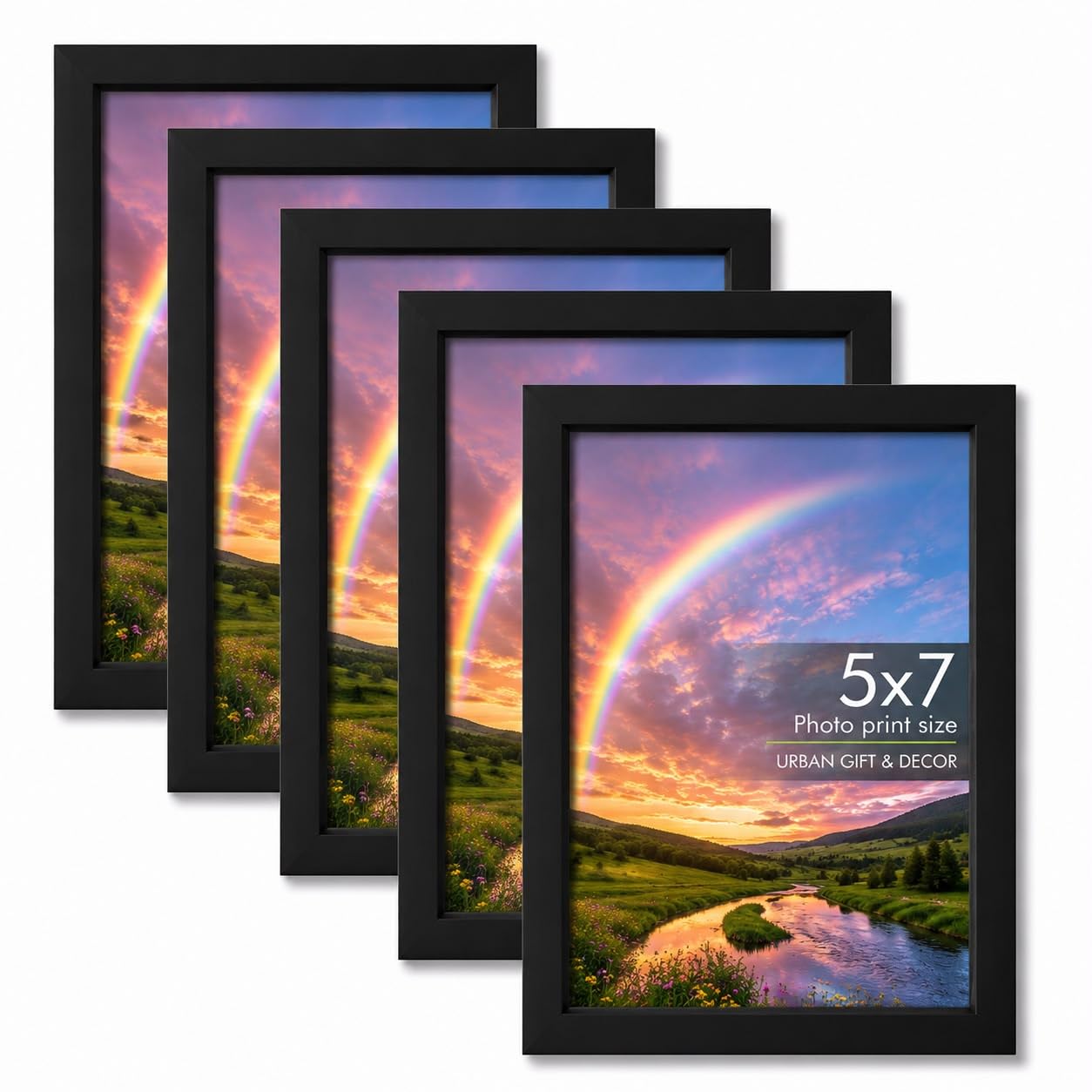 Premium Wall & Table Display Picture Frames with Clear Front | Horizontal & Vertical Display | Home, Office, Gallery & Gift Decor | 5x7 Inch Black Photo Frame Set of 5-image-22