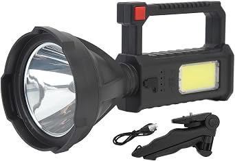 LED Searchlight Strong Bright Long Range Lighting Waterproof Handheld Spotlight Flashlight with Multifunction Bracket