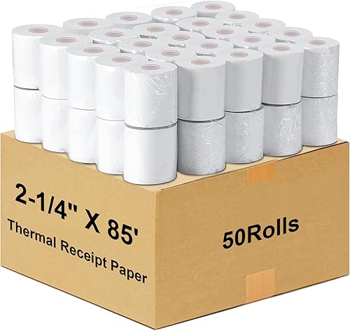 LabelMore Papel térmico de recibo de 2-14 pulgadas x 85 pies, rollos de papel para tarjetas de crédito térmicos, rollo de caja registradora, papel