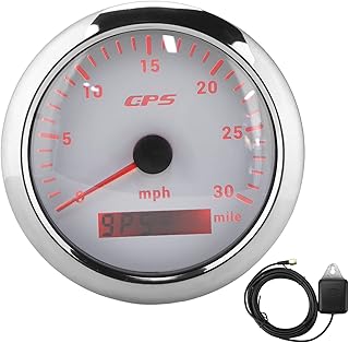 Gps Speedometer, 3.3" Gps Speedometer Universal Speedometer Speedometer 0‑30mph/h Speedometer Color Backlight Ip67 Waterproof for Car Rv Boat Yachting(white)