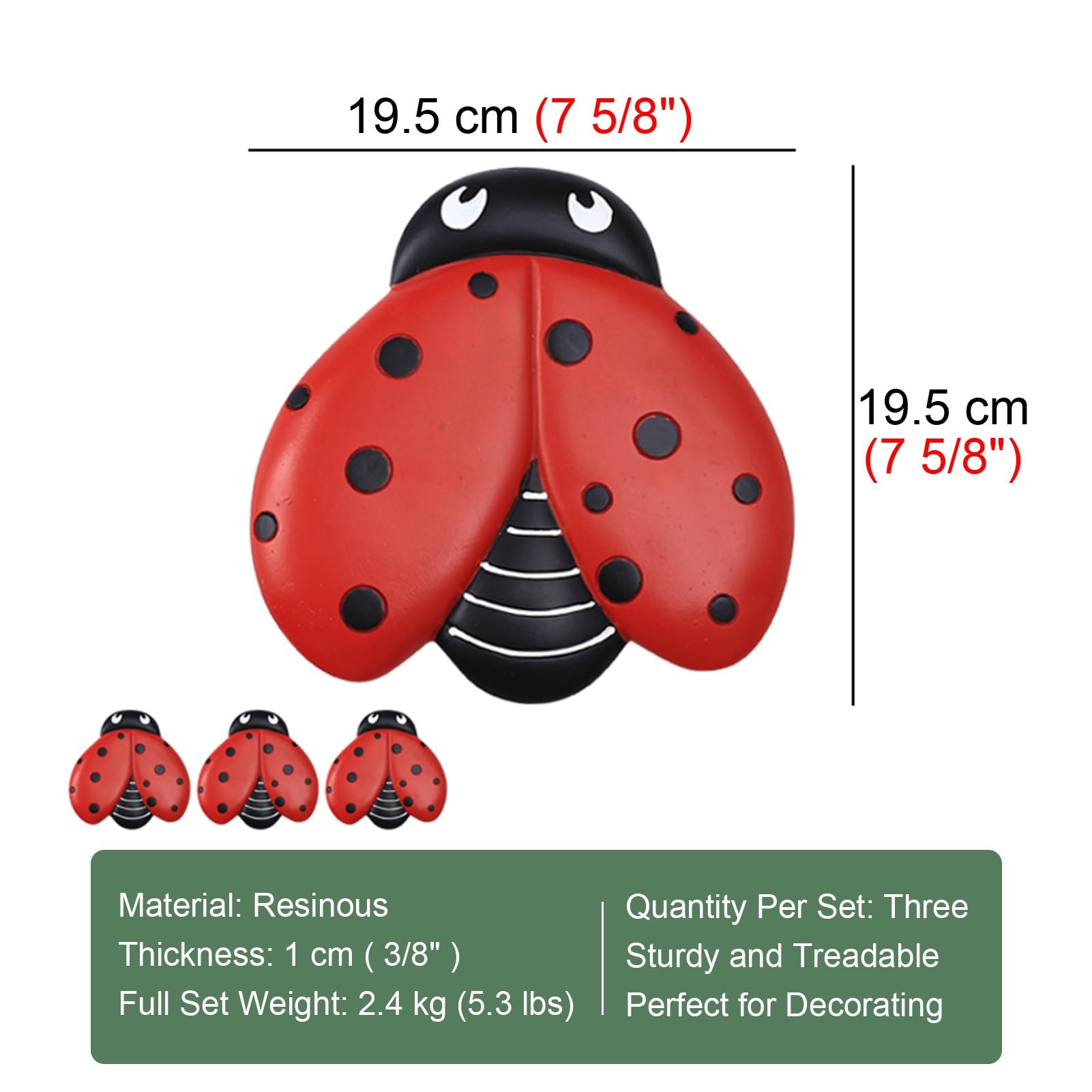 Kamienie ogrodowe, Motyl Pszczoła Biedronka Modelowanie Zewnętrzna Ścieżka Krajobraz Dekoracja, Zabawna Słodka Wymiarowa Kamienna(Ladybugs)