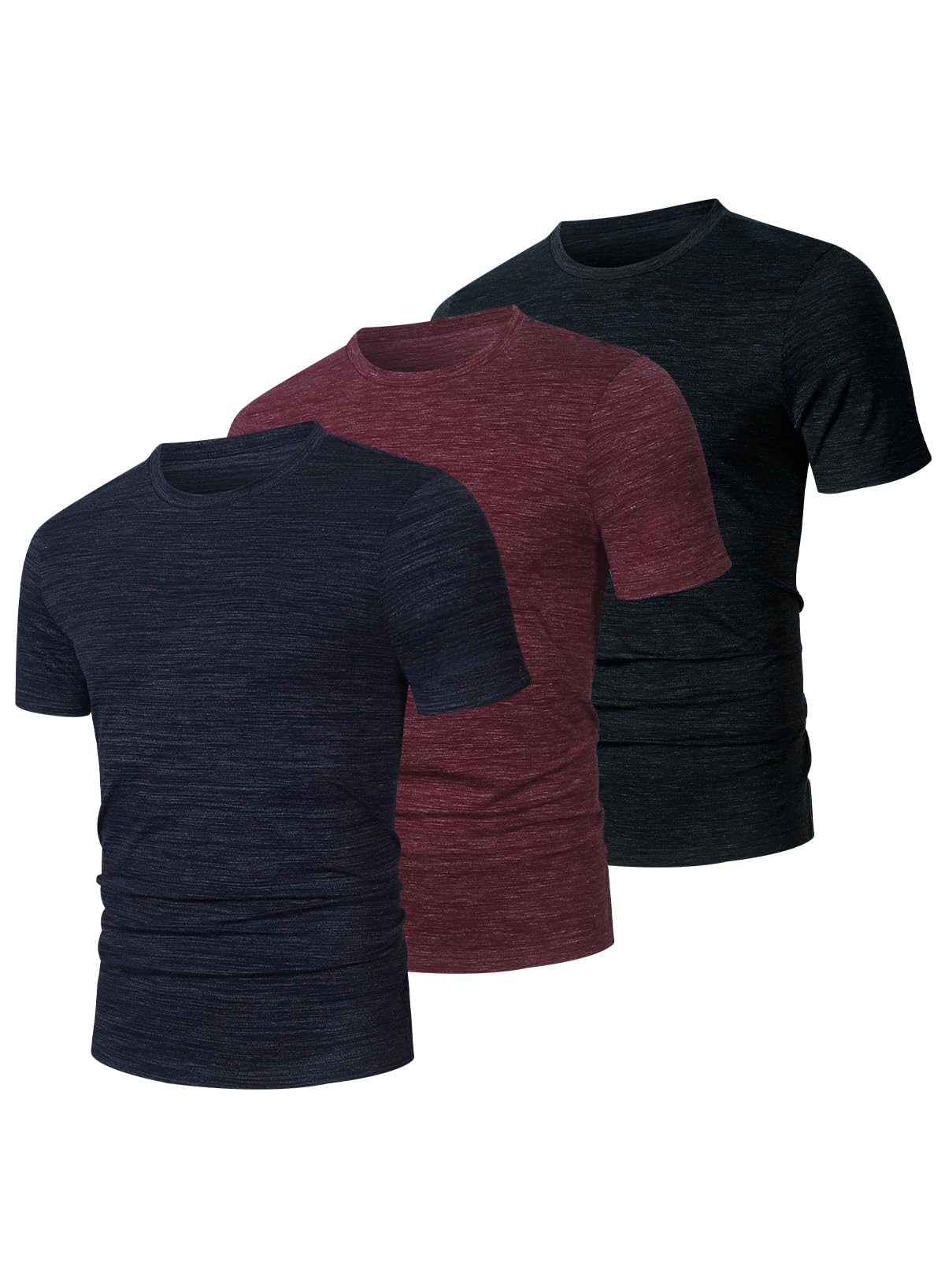 JMIERRMen's 3 Pack Crew Neck T Shirts Casual Stylish Fitted Elasticity Tees
