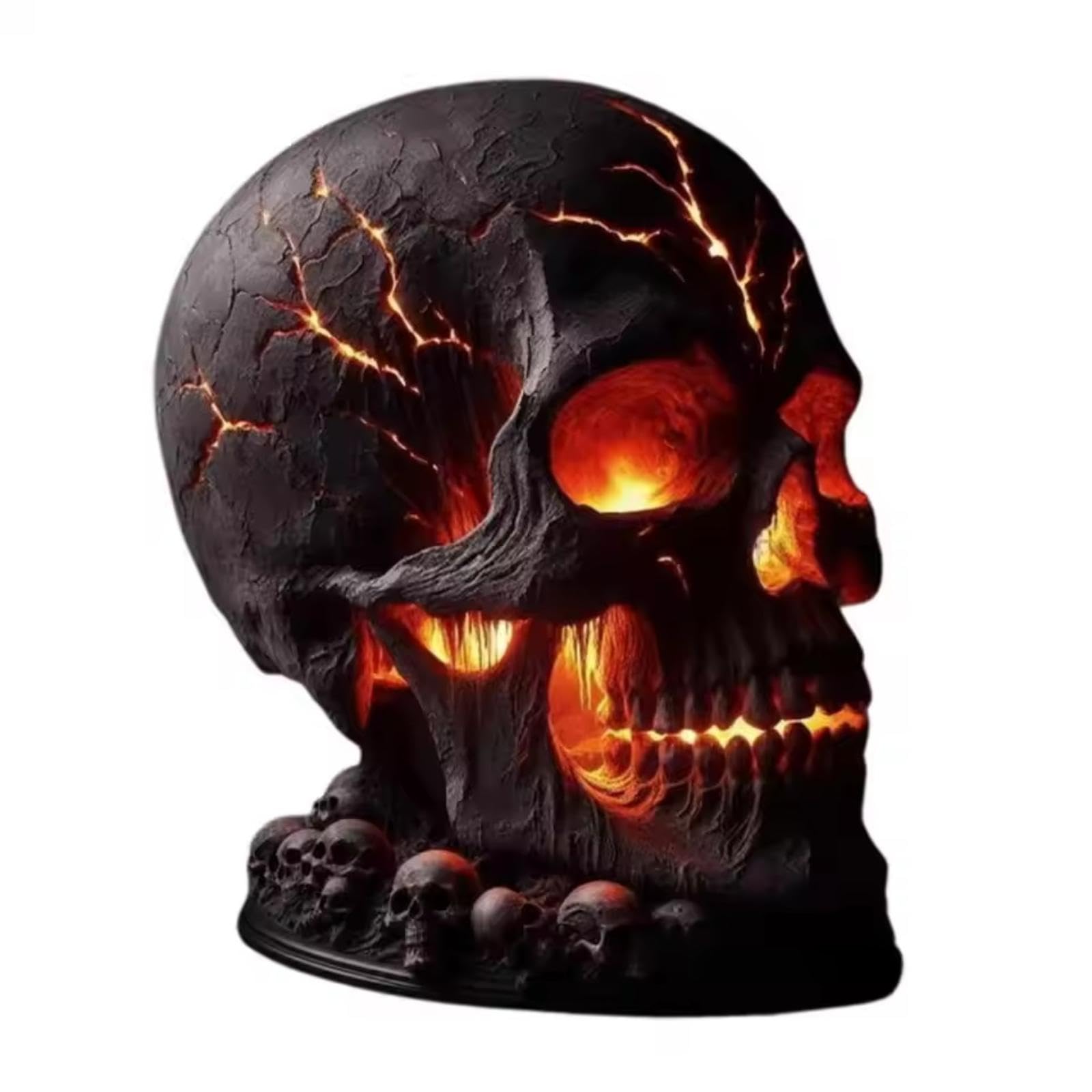 Lava Stone Skull Lamp, Gothic Spooky LED Desk Light, Halloween Room Decor