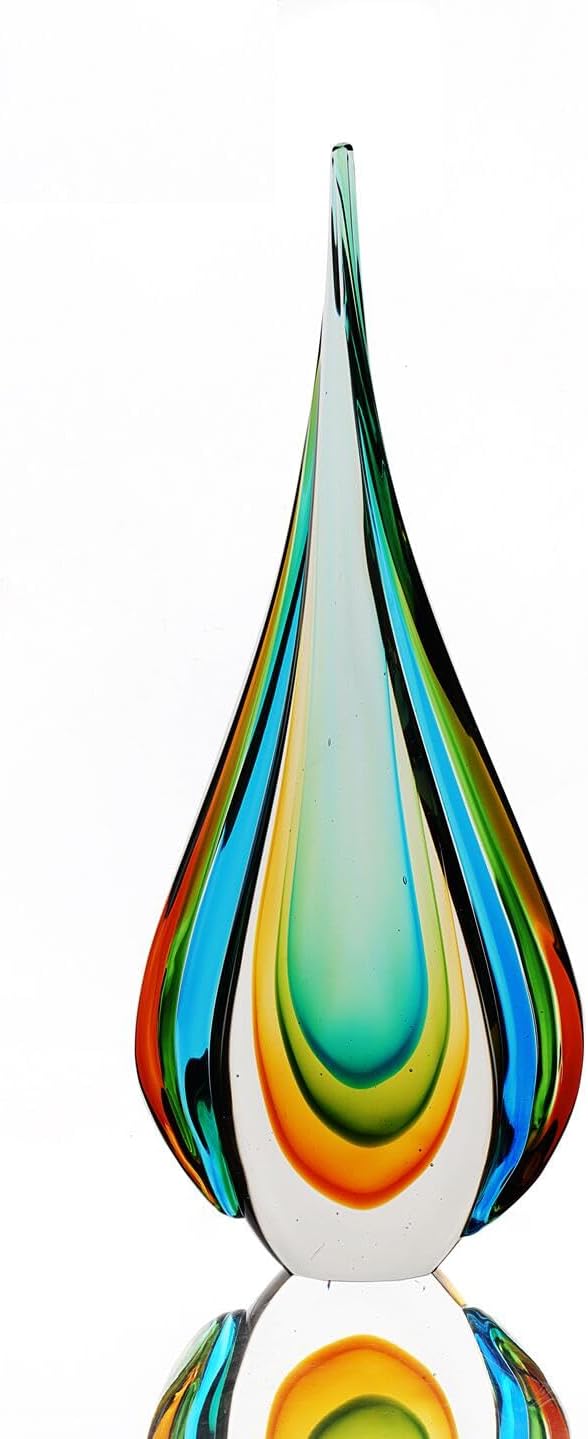 YAOYUAN Handmade Murano Glass Sculpture for Home Decor,18.11in Height (Sculpture Extra Large)