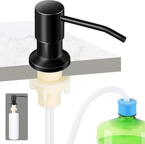 Dispensador de jabón para fregadero de cocina, bomba dispensadora de jabón de acero inoxidable para encimera con kit de tubo de extensión de 40