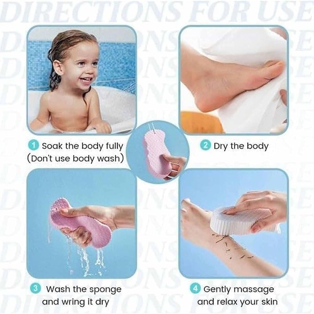 Gommage coréen pour la peau, éponge de bain exfoliante super douce, éponge exfoliante efficace, éponge exfoliante coréenne, éponge à récurer la peau coréenne (rose 6, gris 6, bleu 6, blanc 6)