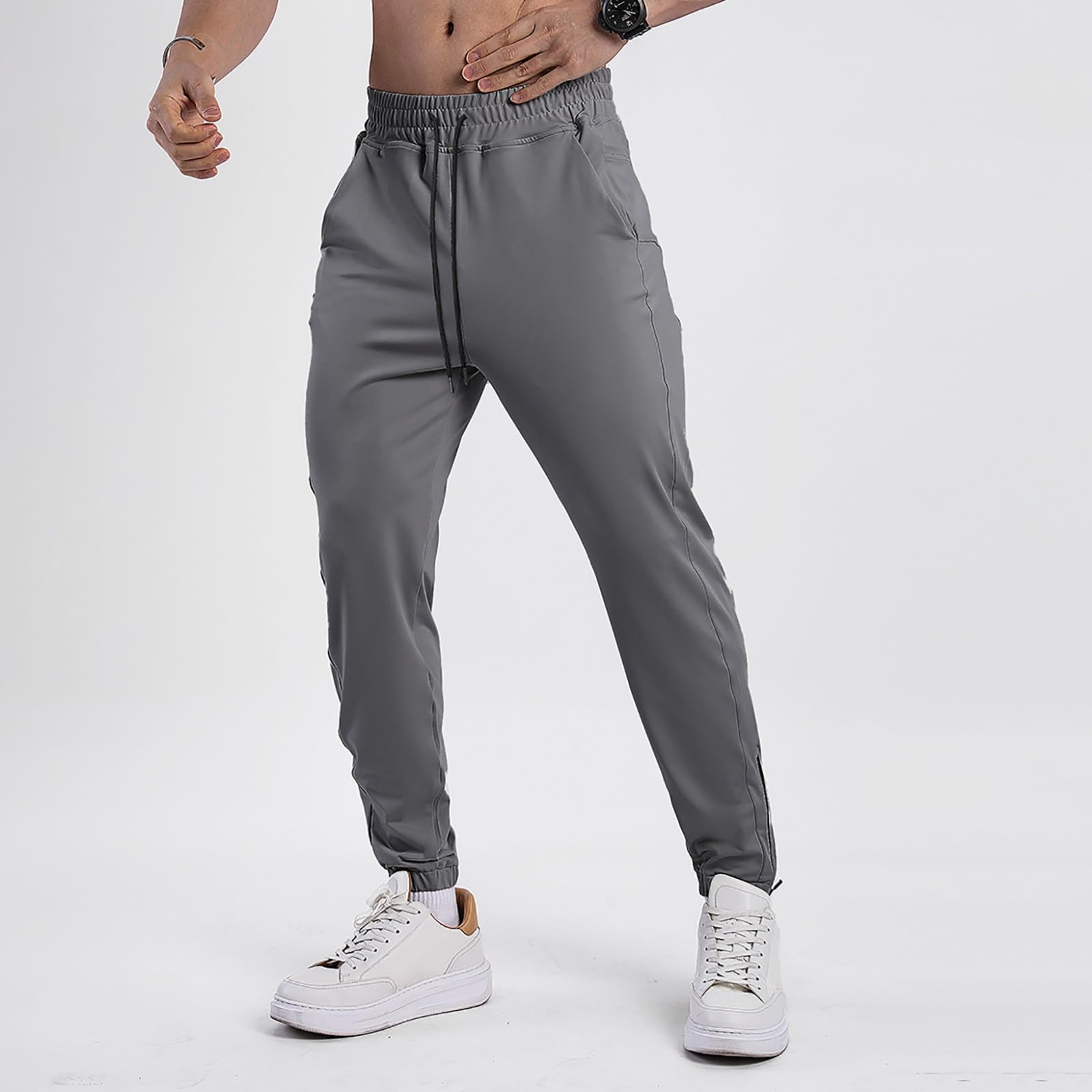 Generisch Pantaloni da corsa da uomo, traspiranti, per il tempo libero, elasticizzati, ad asciugatura rapida, da allenamento, da trekking, funzionali
