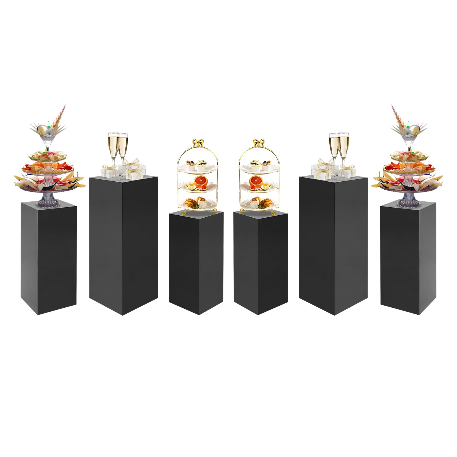 Ginelm 6 PCS Metal Display Pedestal Stands for Wedding Party Store Exhibition, Heavy Duty Rectangular Pillars with 110LB Capacity for Event Planners Retail Home Use