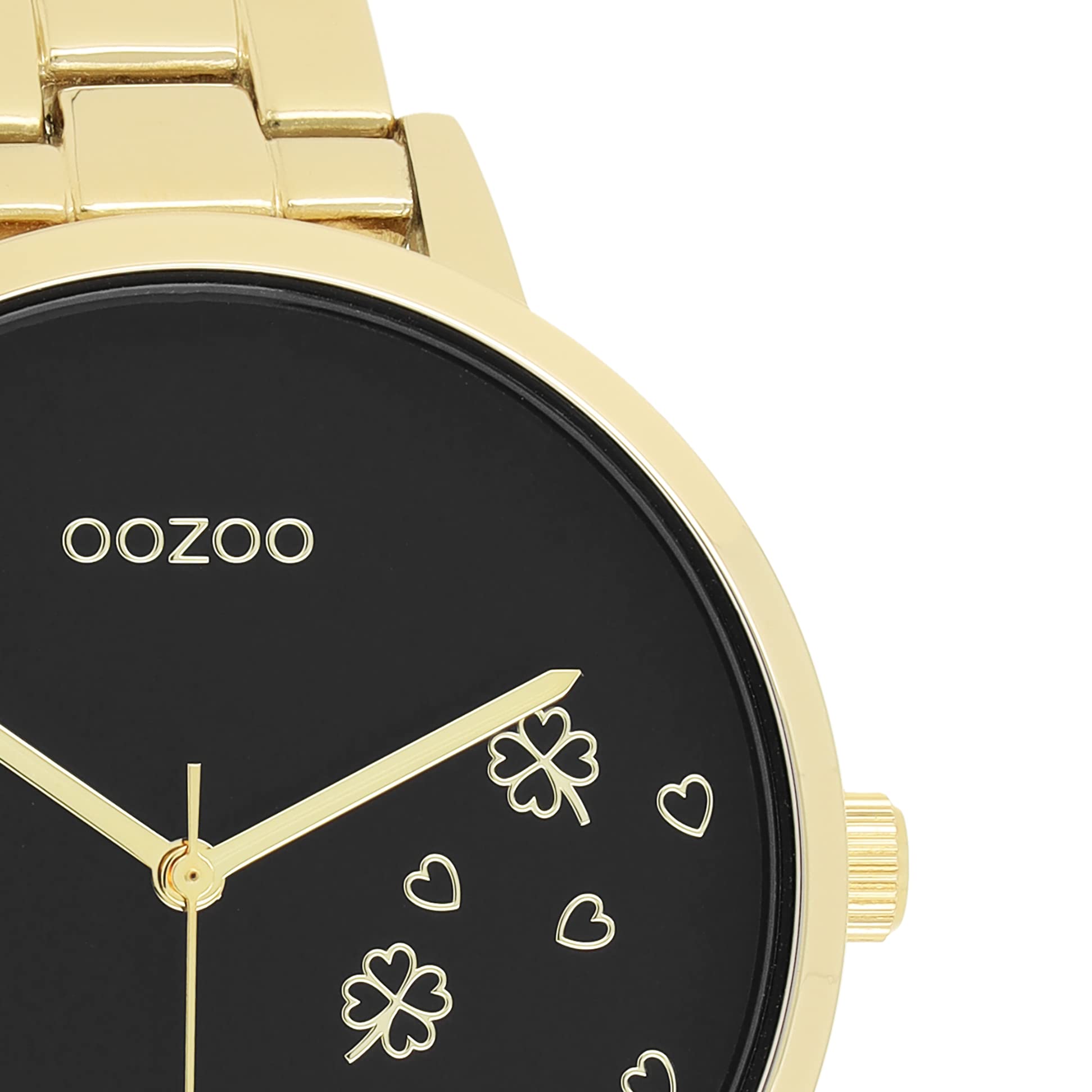 Oozoo Timepieces, orologio da donna con cinturino in acciaio inox, orologio di alta qualità per donne, elegante orologio analogico da donna, rotondo, oro/nero, groß, Bracciale