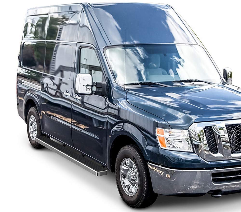 APS Running Boards (Nerf Bars Side Steps Step Bars) Compatible with Nissan NV 1500 2500 3500 2012-2021 Full Size Van 3-Door (Silver Powder Coated 5 inches)